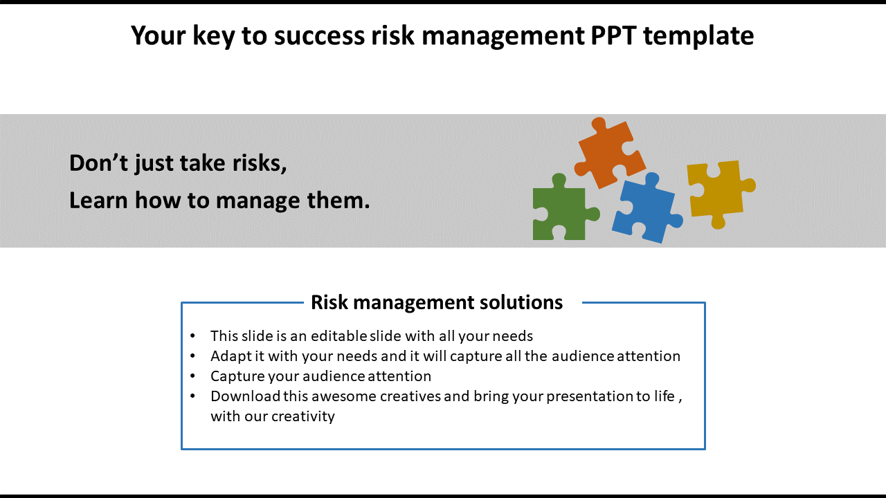 risk management ppt template-Your key to success risk management PPT template